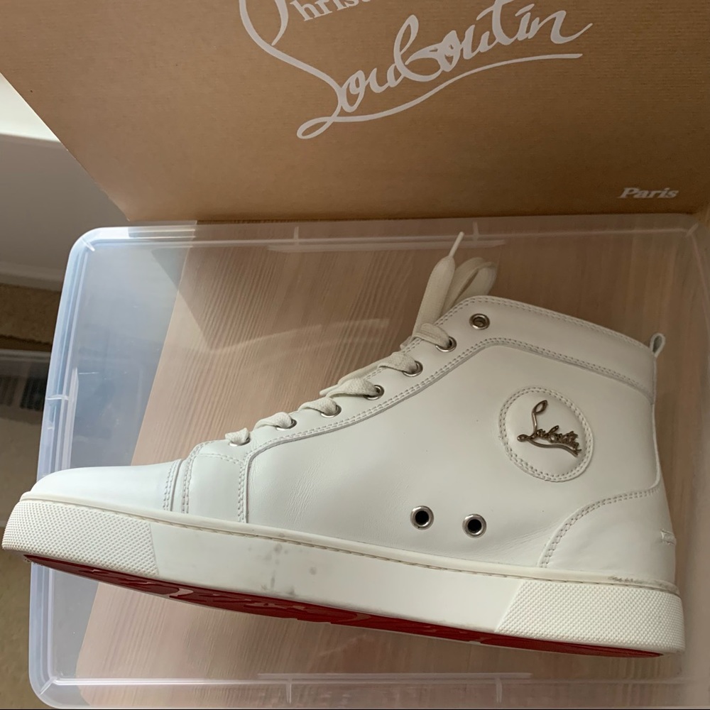 Christian Louboutin Men’s Louis Flat White Sneakers Size 42 - Picture 6 of 9